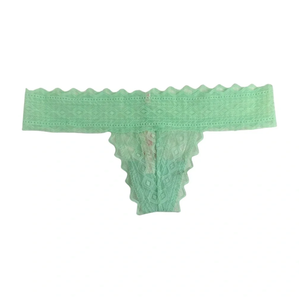 PINK Victoria's Secret Lace Cheeky Thong in Mint